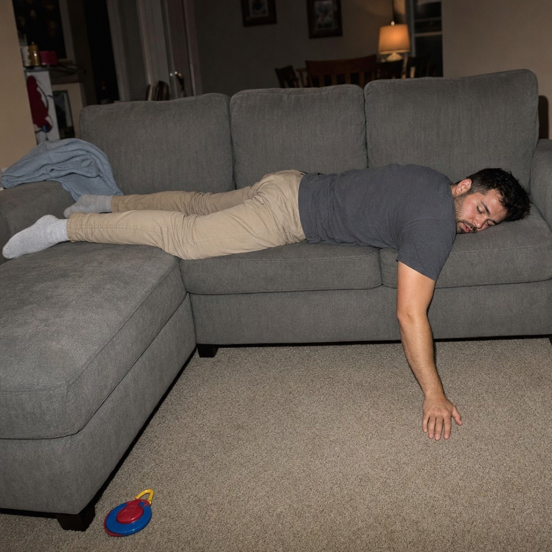 Dad asleep on the couch